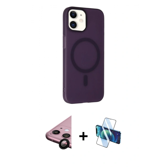 MARSİLYAN™- iPhone 11 Kılıf Çekirdek Modern Prime - Siyah 3D Antistatik Seramik Nano Ekran Koruyucu + Raze Metal Kamera Lens - SH