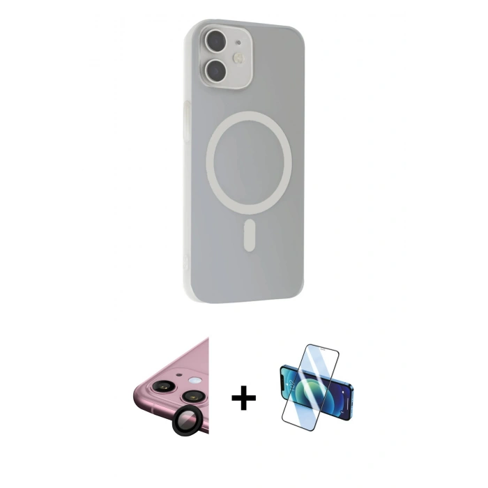 MARSİLYAN™- iPhone 11 Kılıf Çekirdek Modern Prime - Siyah 3D Antistatik Seramik Nano Ekran Koruyucu + Raze Metal Kamera Lens - SH