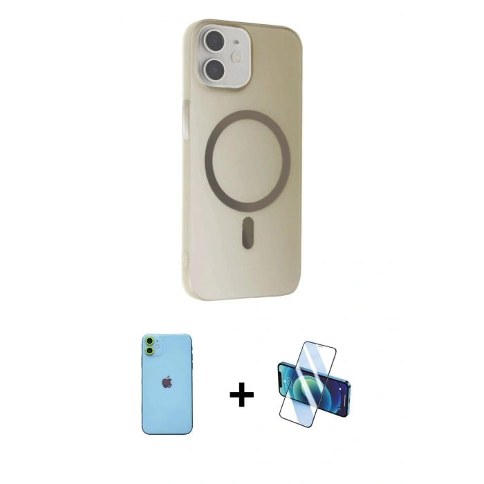 MARSİLYAN™- iPhone 11 Kılıf Çekirdek Modern Prime - Siyah 3D Antistatik Seramik Nano Ekran Koruyucu + Neon Fosforlu Kamera Lens - YL