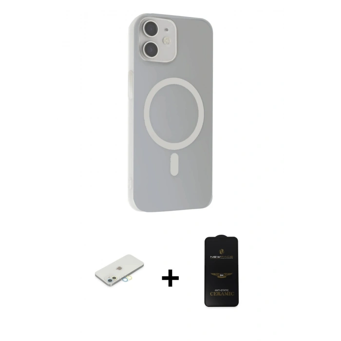 MARSİLYAN™- iPhone 11 Kılıf Çekirdek Modern Prime - Siyah 6D Antistatik Mat Seramik Hayalet Nano Ekran Koruyucu + Renkli Kamera Lens Koruma Cam - SI