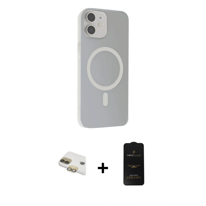 MARSİLYAN™- iPhone 11 Kılıf Çekirdek Modern Prime - Siyah 6D Antistatik Mat Seramik Hayalet Nano Ekran Koruyucu + Pers Alüminyum Kamera Lens - GD