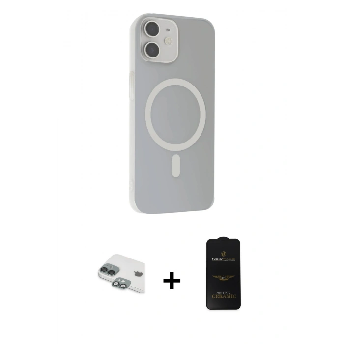 MARSİLYAN™- iPhone 11 Kılıf Çekirdek Modern Prime - Siyah 6D Antistatik Mat Seramik Hayalet Nano Ekran Koruyucu + Pers Alüminyum Kamera Lens - YL