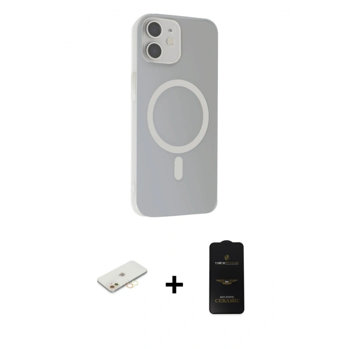 MARSİLYAN™- iPhone 11 Kılıf Çekirdek Modern Prime - Siyah 6D Antistatik Mat Seramik Hayalet Nano Ekran Koruyucu + Renkli Kamera Lens Koruma Cam - SI