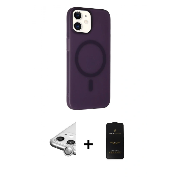 MARSİLYAN™- iPhone 11 Kılıf Çekirdek Modern Prime - Siyah 6D Antistatik Mat Seramik Hayalet Nano Ekran Koruyucu + Raze Metal Kamera Lens - GS