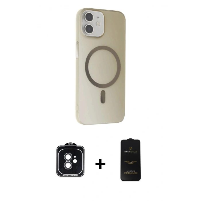 MARSİLYAN™- iPhone 11 Kılıf Çekirdek Modern Prime - Siyah 6D Antistatik Mat Seramik Hayalet Nano Ekran Koruyucu + PVD Metal Kamera Lens - SH