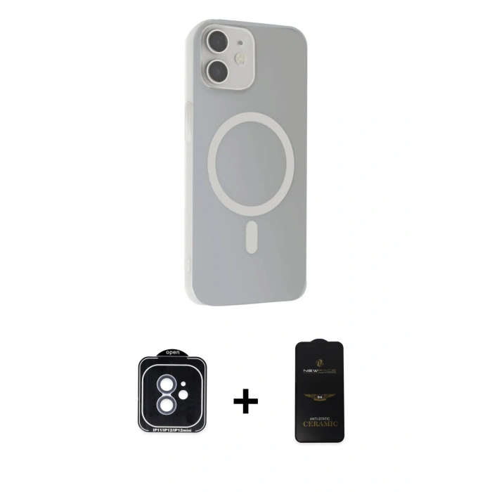 MARSİLYAN™- iPhone 11 Kılıf Çekirdek Modern Prime - Siyah 6D Antistatik Mat Seramik Hayalet Nano Ekran Koruyucu + PVD Metal Kamera Lens - MI