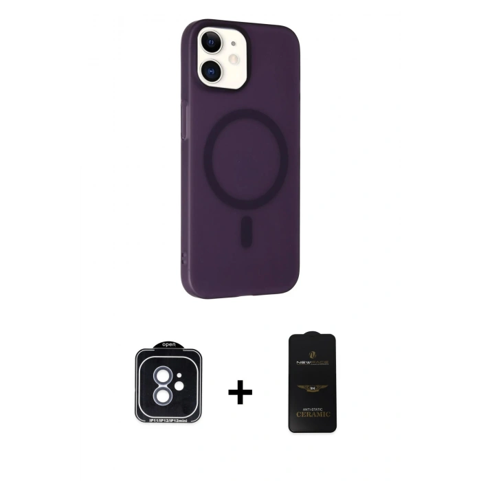 MARSİLYAN™- iPhone 11 Kılıf Çekirdek Modern Prime - Siyah 6D Antistatik Mat Seramik Hayalet Nano Ekran Koruyucu + PVD Metal Kamera Lens - MI