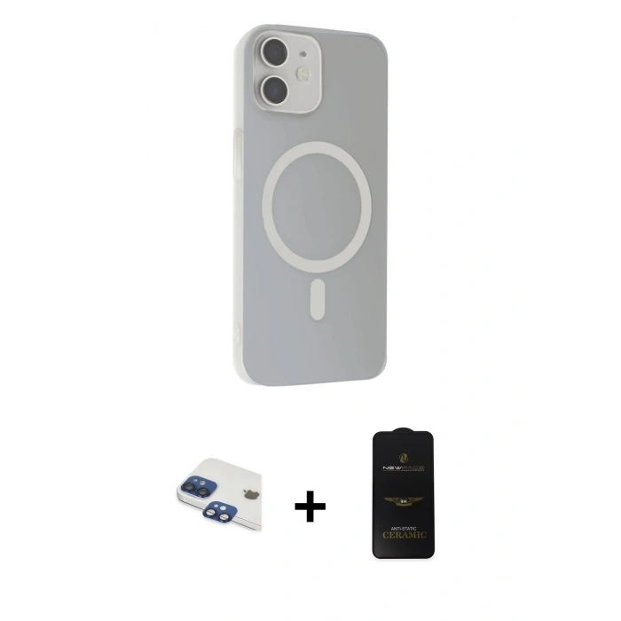 MARSİLYAN™- iPhone 11 Kılıf Çekirdek Modern Prime - Siyah 6D Antistatik Mat Seramik Hayalet Nano Ekran Koruyucu + Pers Alüminyum Kamera Lens - LT