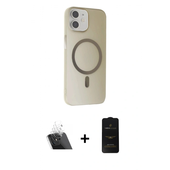 MARSİLYAN™- iPhone 11 Kılıf Çekirdek Modern Prime - Siyah 6D Antistatik Mat Seramik Hayalet Nano Ekran Koruyucu + Kamera Lens Koruma Cam - SF