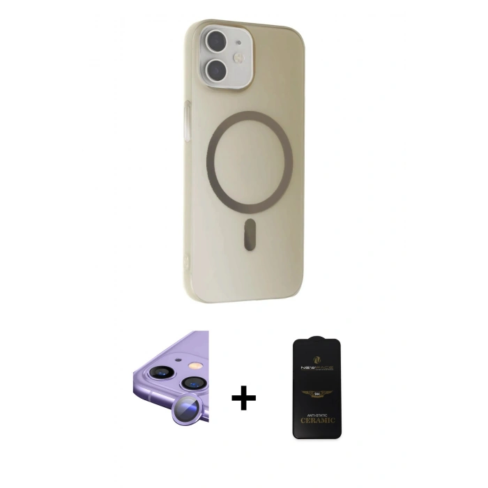 MARSİLYAN™- iPhone 11 Kılıf Çekirdek Modern Prime - Siyah 6D Antistatik Mat Seramik Hayalet Nano Ekran Koruyucu + Raze Metal Kamera Lens - MR