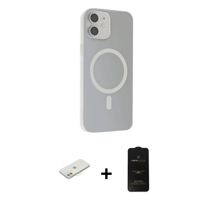 MARSİLYAN™- iPhone 11 Kılıf Çekirdek Modern Prime - Siyah 6D Antistatik Mat Seramik Hayalet Nano Ekran Koruyucu + Renkli Kamera Lens Koruma Cam - TU