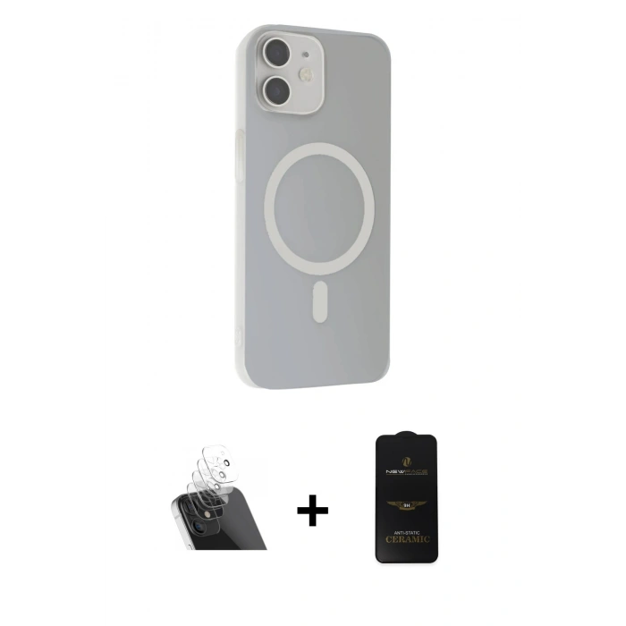 MARSİLYAN™- iPhone 11 Kılıf Çekirdek Modern Prime - Siyah 6D Antistatik Mat Seramik Hayalet Nano Ekran Koruyucu + Kamera Lens Koruma Cam - SF