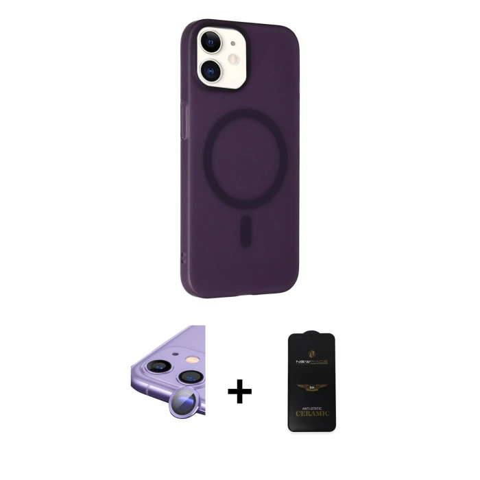 MARSİLYAN™- iPhone 11 Kılıf Çekirdek Modern Prime - Siyah 6D Antistatik Mat Seramik Hayalet Nano Ekran Koruyucu + Raze Metal Kamera Lens - MR