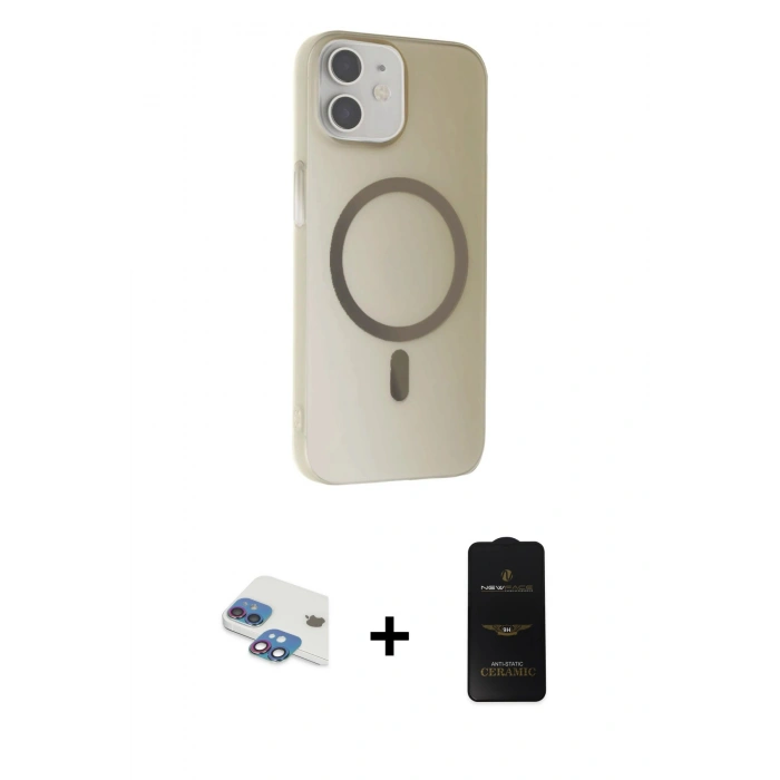 MARSİLYAN™- iPhone 11 Kılıf Çekirdek Modern Prime - Siyah 6D Antistatik Mat Seramik Hayalet Nano Ekran Koruyucu + Pers Alüminyum Kamera Lens - GI