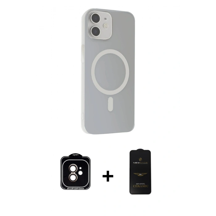 MARSİLYAN™- iPhone 11 Kılıf Çekirdek Modern Prime - Siyah 6D Antistatik Mat Seramik Hayalet Nano Ekran Koruyucu + PVD Metal Kamera Lens - TU