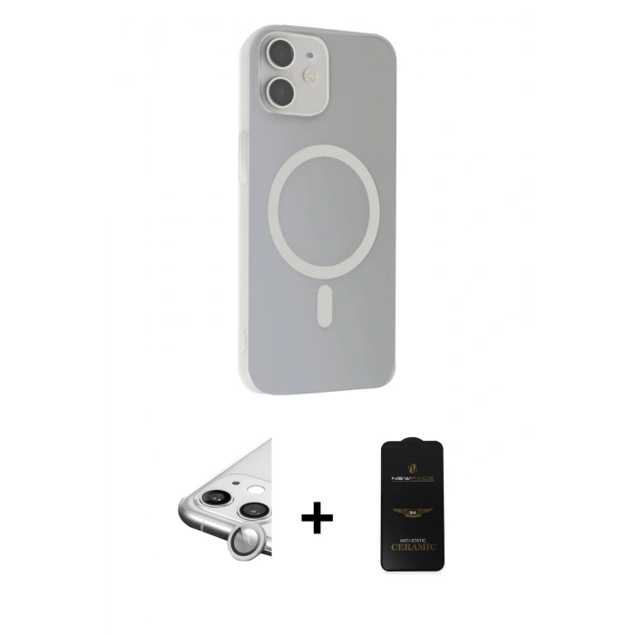 MARSİLYAN™- iPhone 11 Kılıf Çekirdek Modern Prime - Siyah 6D Antistatik Mat Seramik Hayalet Nano Ekran Koruyucu + Raze Metal Kamera Lens - GS