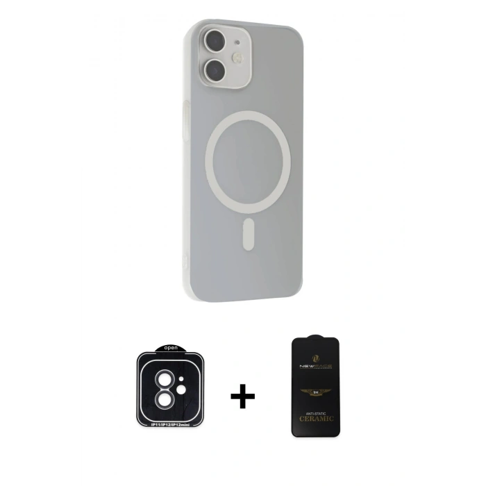 MARSİLYAN™- iPhone 11 Kılıf Çekirdek Modern Prime - Siyah 6D Antistatik Mat Seramik Hayalet Nano Ekran Koruyucu + PVD Metal Kamera Lens - SH