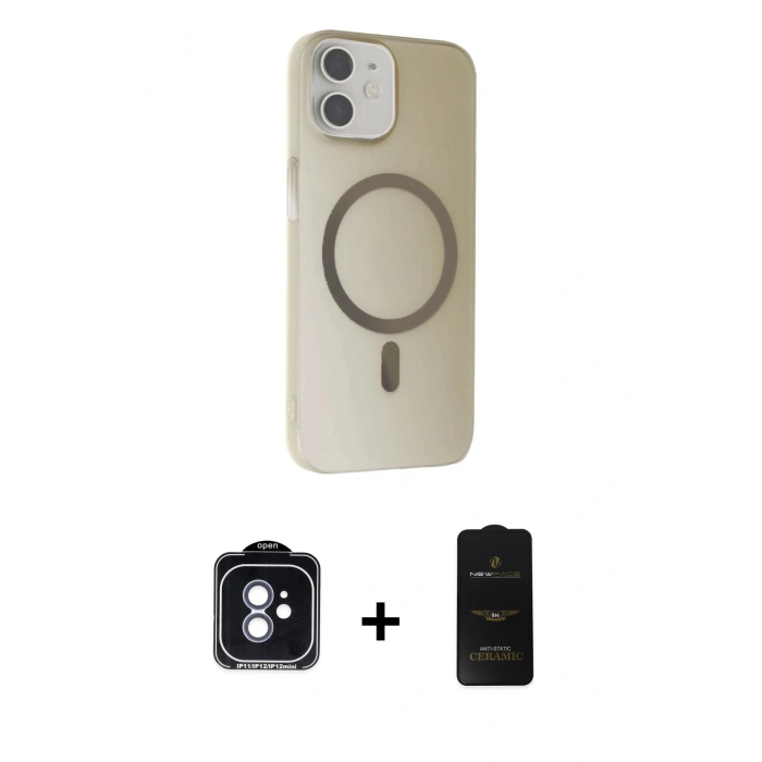MARSİLYAN™- iPhone 11 Kılıf Çekirdek Modern Prime - Siyah 6D Antistatik Mat Seramik Hayalet Nano Ekran Koruyucu + PVD Metal Kamera Lens - MI