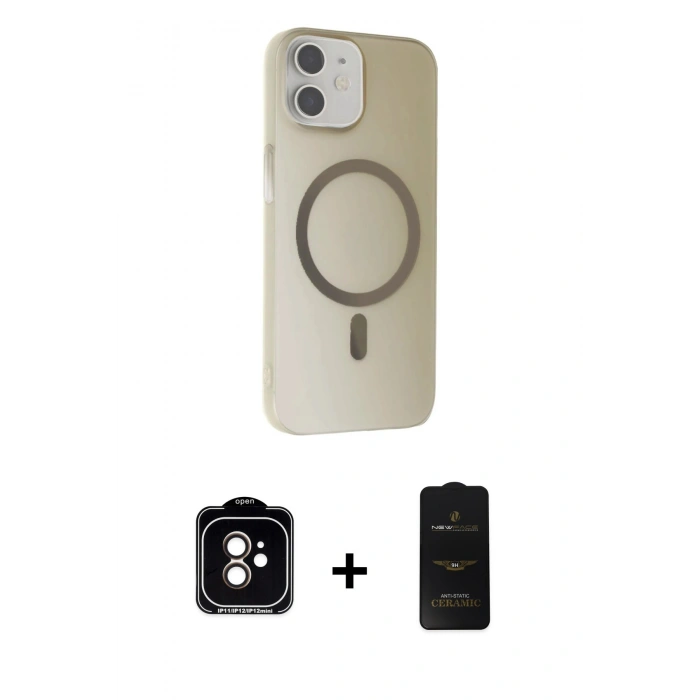 MARSİLYAN™- iPhone 11 Kılıf Çekirdek Modern Prime - Siyah 6D Antistatik Mat Seramik Hayalet Nano Ekran Koruyucu + PVD Metal Kamera Lens - TU
