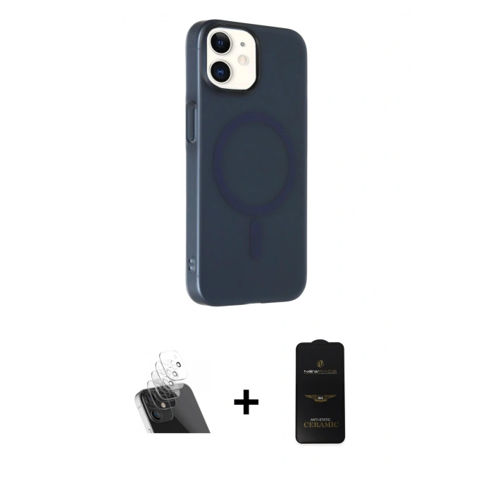 MARSİLYAN™- iPhone 11 Kılıf Çekirdek Modern Prime - Siyah 6D Antistatik Mat Seramik Hayalet Nano Ekran Koruyucu + Kamera Lens Koruma Cam - SF