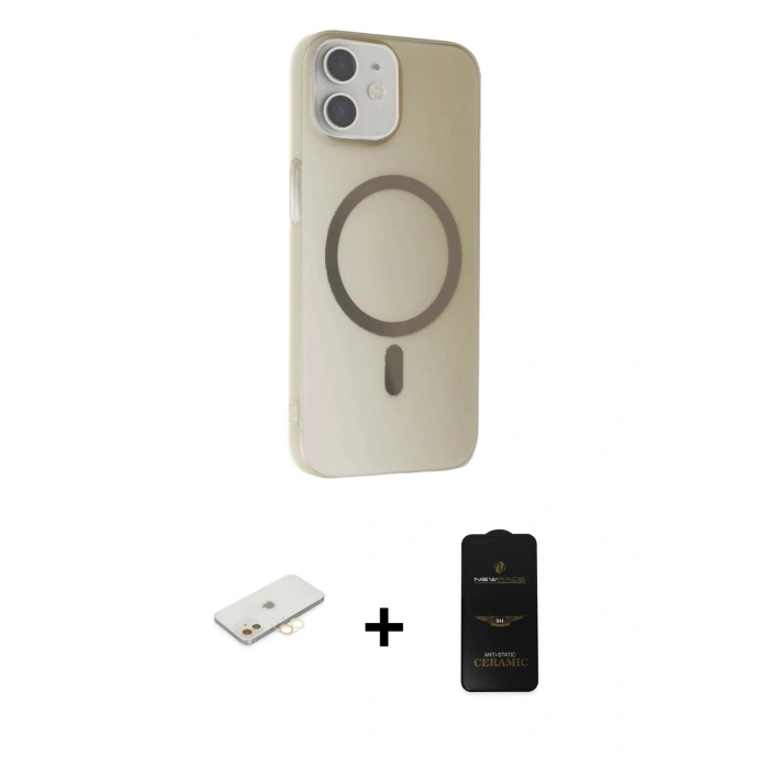MARSİLYAN™- iPhone 11 Kılıf Çekirdek Modern Prime - Siyah 6D Antistatik Mat Seramik Hayalet Nano Ekran Koruyucu + Renkli Kamera Lens Koruma Cam - SI