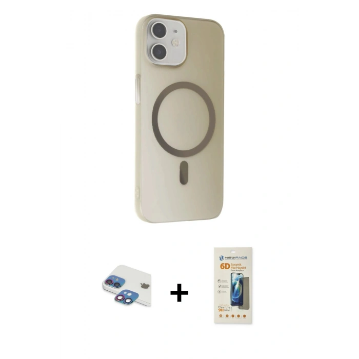 MARSİLYAN™- iPhone 11 Kılıf Çekirdek Modern Prime - Siyah 6D Mat Seramik Hayalet Nano Ekran Koruyucu + Pers Alüminyum Kamera Lens - GI