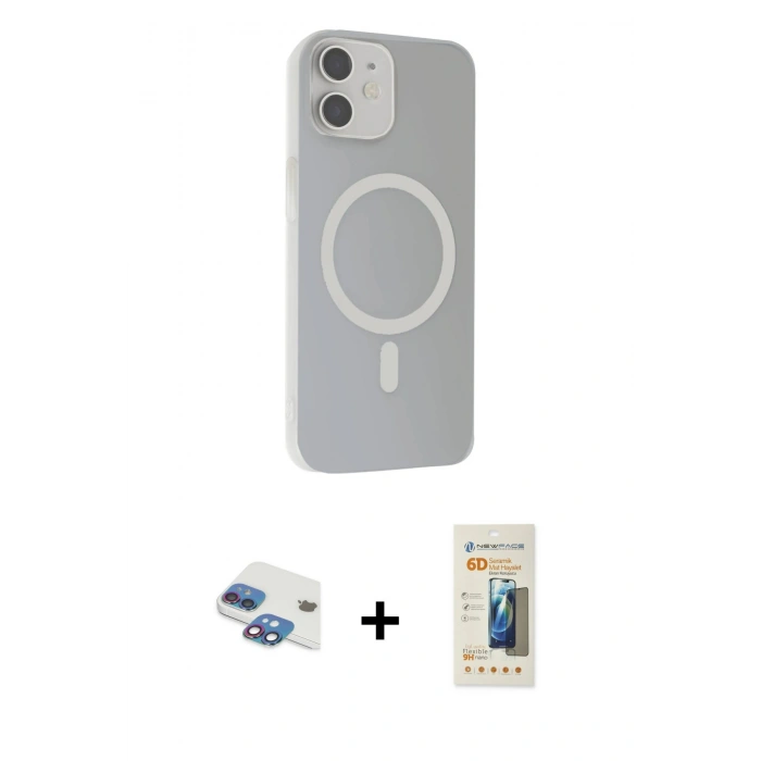 MARSİLYAN™- iPhone 11 Kılıf Çekirdek Modern Prime - Siyah 6D Mat Seramik Hayalet Nano Ekran Koruyucu + Pers Alüminyum Kamera Lens - GI
