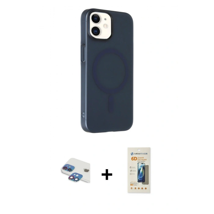 MARSİLYAN™- iPhone 11 Kılıf Çekirdek Modern Prime - Siyah 6D Mat Seramik Hayalet Nano Ekran Koruyucu + Pers Alüminyum Kamera Lens - GI