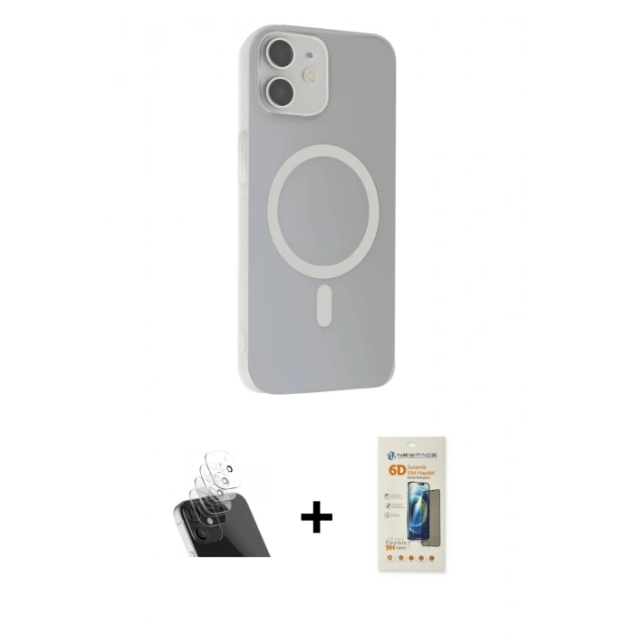 MARSİLYAN™- iPhone 11 Kılıf Çekirdek Modern Prime - Siyah 6D Mat Seramik Hayalet Nano Ekran Koruyucu + Kamera Lens Koruma Cam - SF