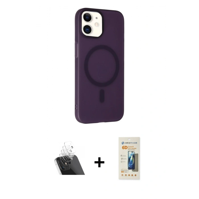 MARSİLYAN™- iPhone 11 Kılıf Çekirdek Modern Prime - Siyah 6D Mat Seramik Hayalet Nano Ekran Koruyucu + Kamera Lens Koruma Cam - SF