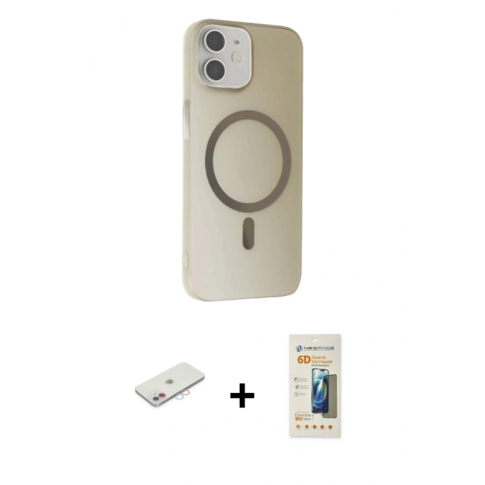 MARSİLYAN™- iPhone 11 Kılıf Çekirdek Modern Prime - Siyah 6D Mat Seramik Hayalet Nano Ekran Koruyucu + Renkli Kamera Lens Koruma Cam - PE