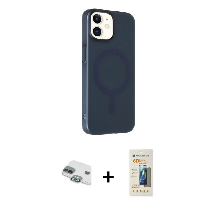 MARSİLYAN™- iPhone 11 Kılıf Çekirdek Modern Prime - Siyah 6D Mat Seramik Hayalet Nano Ekran Koruyucu + Pers Alüminyum Kamera Lens - YL
