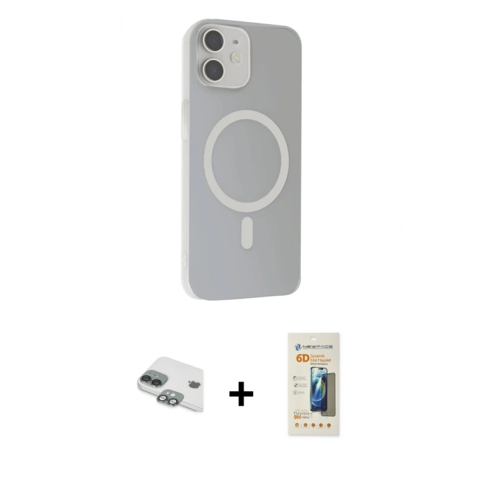 MARSİLYAN™- iPhone 11 Kılıf Çekirdek Modern Prime - Siyah 6D Mat Seramik Hayalet Nano Ekran Koruyucu + Pers Alüminyum Kamera Lens - YL