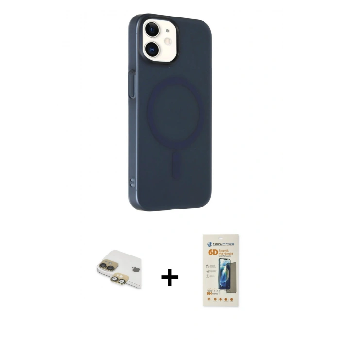 MARSİLYAN™- iPhone 11 Kılıf Çekirdek Modern Prime - Siyah 6D Mat Seramik Hayalet Nano Ekran Koruyucu + Pers Alüminyum Kamera Lens - GD