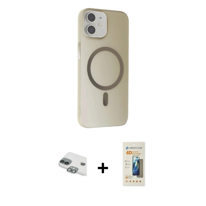 MARSİLYAN™- iPhone 11 Kılıf Çekirdek Modern Prime - Siyah 6D Mat Seramik Hayalet Nano Ekran Koruyucu + Pers Alüminyum Kamera Lens - YL