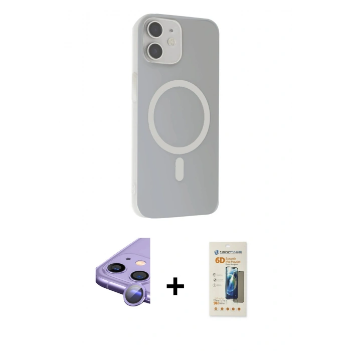 MARSİLYAN™- iPhone 11 Kılıf Çekirdek Modern Prime - Siyah 6D Mat Seramik Hayalet Nano Ekran Koruyucu + Raze Metal Kamera Lens - MR