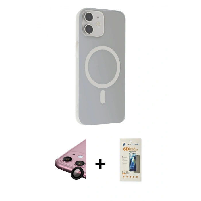 MARSİLYAN™- iPhone 11 Kılıf Çekirdek Modern Prime - Siyah 6D Mat Seramik Hayalet Nano Ekran Koruyucu + Raze Metal Kamera Lens - SH