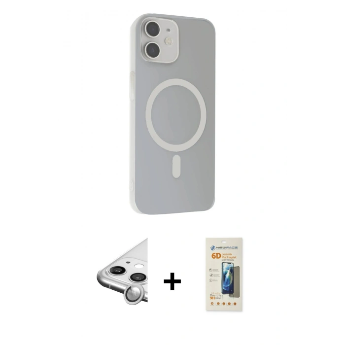 MARSİLYAN™- iPhone 11 Kılıf Çekirdek Modern Prime - Siyah 6D Mat Seramik Hayalet Nano Ekran Koruyucu + Raze Metal Kamera Lens - GS