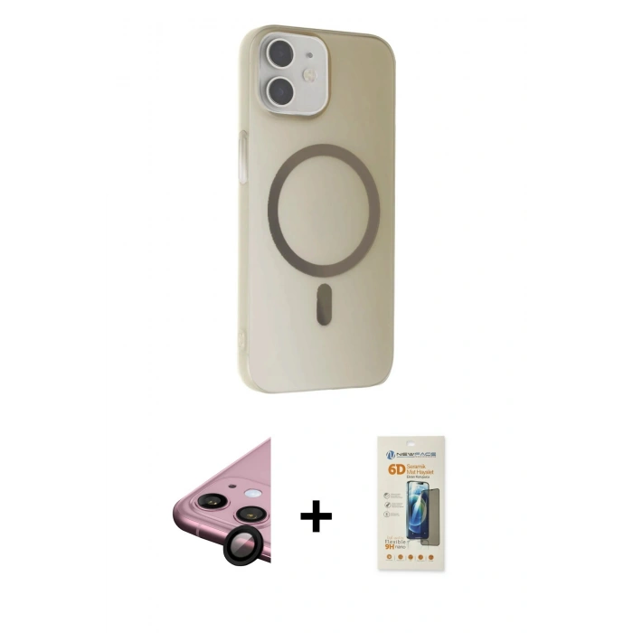 MARSİLYAN™- iPhone 11 Kılıf Çekirdek Modern Prime - Siyah 6D Mat Seramik Hayalet Nano Ekran Koruyucu + Raze Metal Kamera Lens - SH
