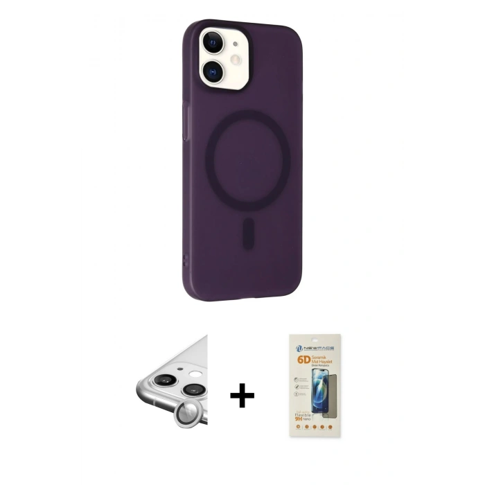 MARSİLYAN™- iPhone 11 Kılıf Çekirdek Modern Prime - Siyah 6D Mat Seramik Hayalet Nano Ekran Koruyucu + Raze Metal Kamera Lens - GS