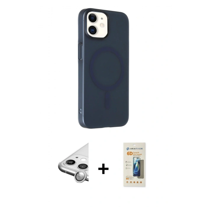 MARSİLYAN™- iPhone 11 Kılıf Çekirdek Modern Prime - Siyah 6D Mat Seramik Hayalet Nano Ekran Koruyucu + Raze Metal Kamera Lens - GS