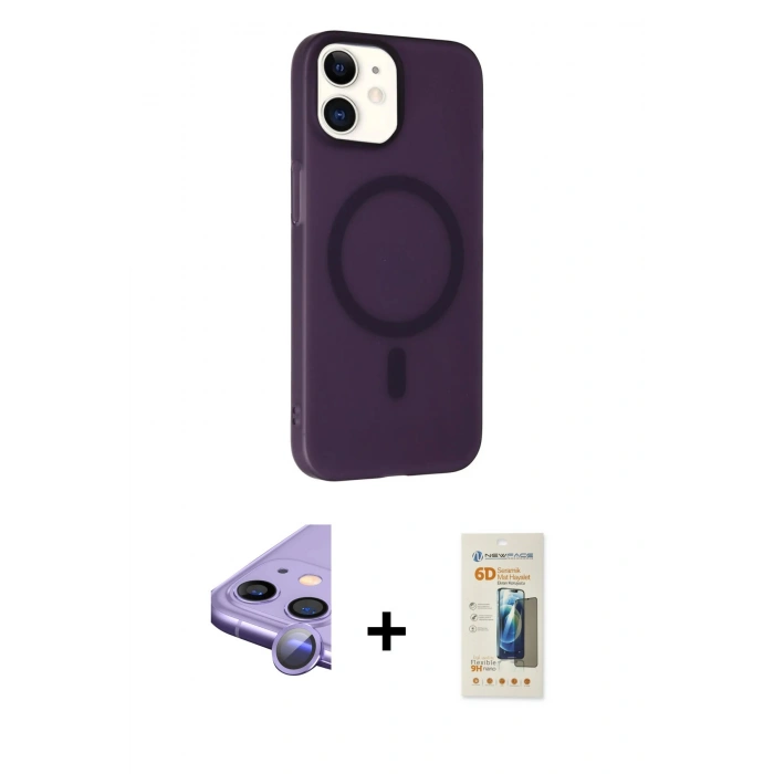 MARSİLYAN™- iPhone 11 Kılıf Çekirdek Modern Prime - Siyah 6D Mat Seramik Hayalet Nano Ekran Koruyucu + Raze Metal Kamera Lens - MR