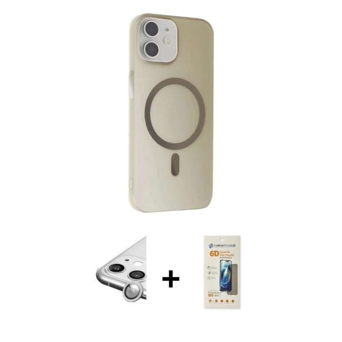 MARSİLYAN™- iPhone 11 Kılıf Çekirdek Modern Prime - Siyah 6D Mat Seramik Hayalet Nano Ekran Koruyucu + Raze Metal Kamera Lens - GS