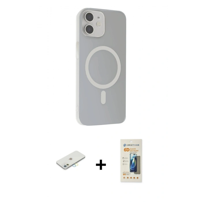 MARSİLYAN™- iPhone 11 Kılıf Çekirdek Modern Prime - Siyah 6D Mat Seramik Hayalet Nano Ekran Koruyucu + Renkli Kamera Lens Koruma Cam - SI