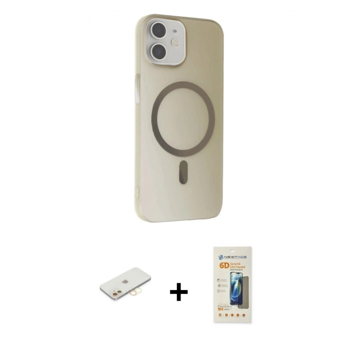 MARSİLYAN™- iPhone 11 Kılıf Çekirdek Modern Prime - Siyah 6D Mat Seramik Hayalet Nano Ekran Koruyucu + Renkli Kamera Lens Koruma Cam - SI