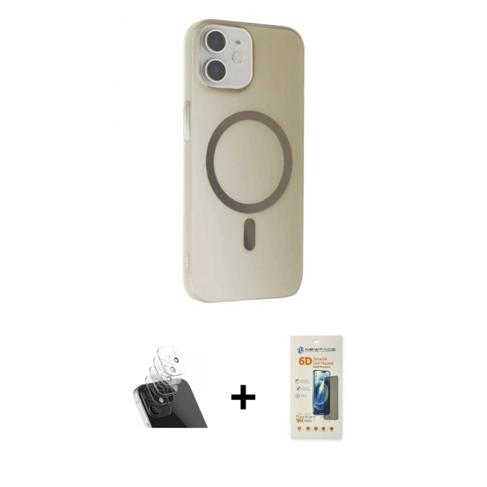 MARSİLYAN™- iPhone 11 Kılıf Çekirdek Modern Prime - Siyah 6D Mat Seramik Hayalet Nano Ekran Koruyucu + Kamera Lens Koruma Cam - SF