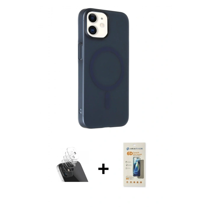MARSİLYAN™- iPhone 11 Kılıf Çekirdek Modern Prime - Siyah 6D Mat Seramik Hayalet Nano Ekran Koruyucu + Kamera Lens Koruma Cam - SF