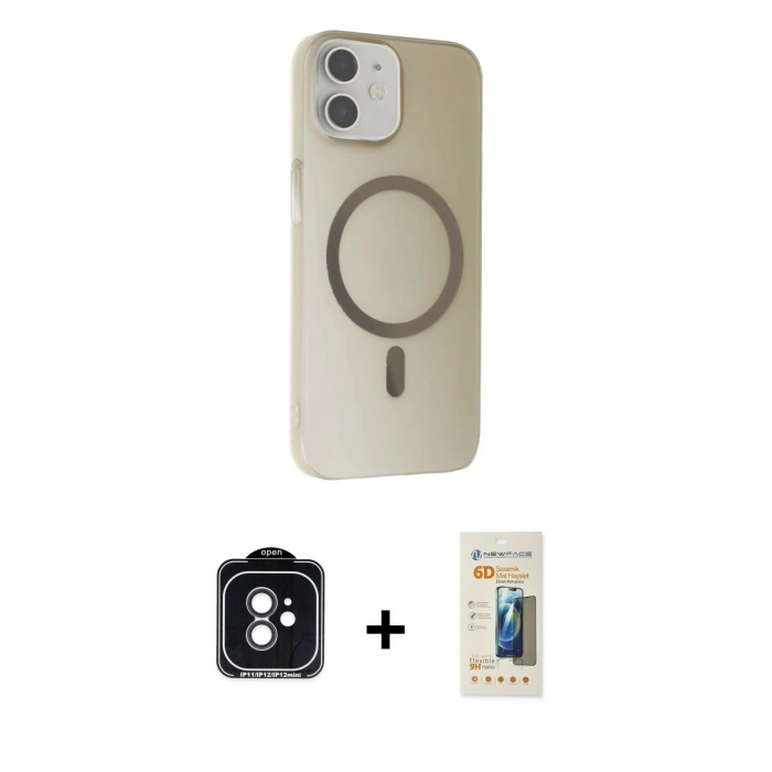 MARSİLYAN™- iPhone 11 Kılıf Çekirdek Modern Prime - Siyah 6D Mat Seramik Hayalet Nano Ekran Koruyucu + PVD Metal Kamera Lens - SH
