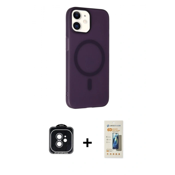 MARSİLYAN™- iPhone 11 Kılıf Çekirdek Modern Prime - Siyah 6D Mat Seramik Hayalet Nano Ekran Koruyucu + PVD Metal Kamera Lens - SH