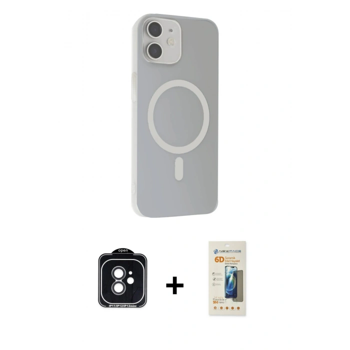 MARSİLYAN™- iPhone 11 Kılıf Çekirdek Modern Prime - Siyah 6D Mat Seramik Hayalet Nano Ekran Koruyucu + PVD Metal Kamera Lens - SH